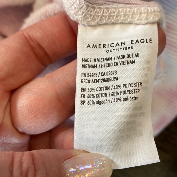 American Eagle Tie Dye Hoodie Hooded Sweatshirt Small S EUC Pink White Purple - Picture 4 of 6